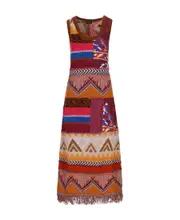 Etro Long Patchwork Knitted Sleeveless Dress IT38 Brown