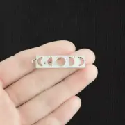 BULK 20 Moon Phases Antique Silver Tone Charms 2 Sided - SC5919