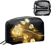 Toiletry Bag Hanging Dopp Kit for Men Water Resistant Shaving Bag with Large Capacity for Travel, Golden Rose Flower Pattern Modern