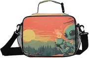 Sunset Coffee Alien Insulated Lunch Box for Women Men - Ideal for Work, Picnics - Includes Adjustable Shoulder Strap