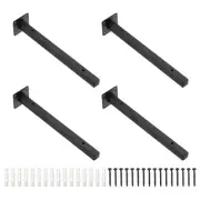 Floating Shelf Bracket,4Pack 12" Iron Hidden Wall Mounted Shelf Supports(Black)