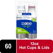 to Go Disposable Paper Cups, 12 Oz, Multi-Color, 60 Count