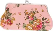 [OATIPHO] Buckle Clutch Bag Floral Embroidered Purse for Women Vintage Coin Purse Wallet