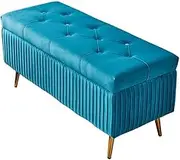 Safety Folding Storage Flannel Shoe Changing Stool Large Capacity Storage with Cover Multifunctional Sofa for Bedroom, Living Room, Corridor 80x40x45cm Ottomans (Color : Purple) (Blue)