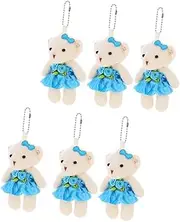 Kisangel 6pcs Stuffed Bear Doll Pendants Tiny Bear Keychain Hanging Charms 11cm