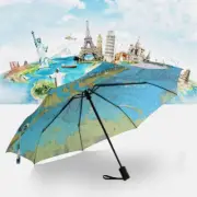 The World Map Design Automatic UV Protection Three-folding Rain & Sun Umbrella