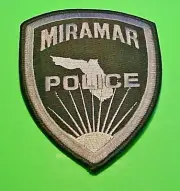 MIRAMAR FLORIDA FL SUBDUED ( SILVER / BLACK ) 4 7/8" POLICE PATCH FREE SHIPPING