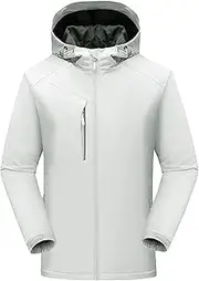 [Qolkmuiy-GJ] Men's Classic Crew Hooded Jacket Windproof Tactical Hood Coats Winter Fleece Lined Full-Zip Windbreaker
