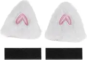 X AUTOHAUX Motorcycle Helmet Accessories Decoration Heart Cat Ears for Motorcycle Bicycle Skiing Helmets White Plush Stickers 1 Set