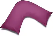 Comfort Collections Easy Care V Shaped Pillowcase Plain Dyed Polycotton Machine Washable V Pillow Cover - Pack of 2 (Aubergine)