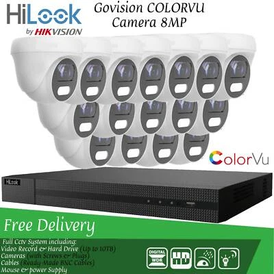HIKVISION 4K COLORVU CCTV SYSTEM 8MP DVR COLOR NIGHT VISION SECURITY CAMERA KIT