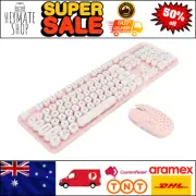 Wireless Retro Punk Mechanical Keyboard & Mouse Set, 2.4G, Round Keycaps