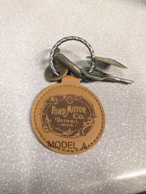 LEATHER KEYCHAIN FORD MODEL A KEY FOB NEW