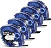 5-Pack White on Black Replace for Dymo Label Maker Refills Compatible with DYMO LetraTag Refill 913318 Plastic Labels Tape,12mm x 4m (1/2Inch x 13Feet) Work with LetraTag LT-100H 100T 200B QX50