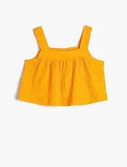 [Koton] Girls's Crop Tank Top Thick Strappy Relax Cut Textured Tank Top