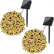 Nevenka 2Pcs Solar Christmas Lights 39ft 100 LED 8 Modes Solar String Lights Waterproof-Warm White