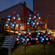 Solar 4th of July Decorations Outdoor Lights, 4-in-1 8 Modes Red White and Bl...