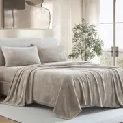 Ardor Boudoir Teddy Fleece Bed Sheet with Pillowcase Bedding Set Natural