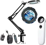 Magnifying Desk Lamp with Clamp Base, 5X Magnifying Glass with Light and Stand LED Desk Lamp 3 Color Modes, Adjustable Brightness, Magnifier for Repair, Crafts, Soldering，Manicure, Salon (5X Black)