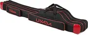 Lixada Fishing Rod Case 3 Layers Oxford Fishing Rod Bag Portable Folding Fishing Rod Carrier Case Fishing Reel Tackle Storage Travel Bags(90cm/120cm/150cm) (Black & Red, 150cm)