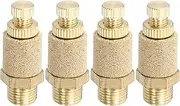 uxcell 1/8" PT Brass Pneumatic Muffler, 4 Pcs Adjustable Sintered Exhaust Air Compressor Muffler Filters Solenoid Valve Fitting for Valves Cylinders Oil Tanks Air Tools, Golden