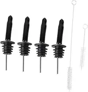 VALICLUD 1Set Cocktail Wine Pourer Bottle Stopper Set Stainless Steel Wine Pourers with Silicone Stoppers and Brushes for Home Bar Use for Wine Lovers
