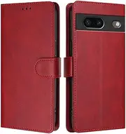 Compatible with Google Pixel 7 5G PU Leather Phone Cover,Compatible with Google Pixel 7 5G Card Slots Flip Stand Wallet Case Red