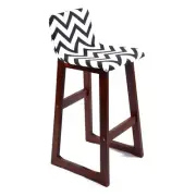 SET OF 2 MODERN WOOD/FABRIC BEIGE LINEN BARSTOOL - 28.5" CONTEMPORARY BAR STOOL