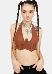 Tantalizing Toffee Mesh Crop Top