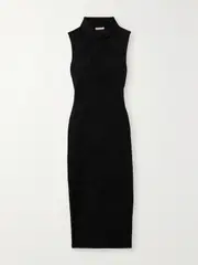 [James Perse] James Perse - Stretch-velvet Turtleneck Midi Dress - Black - 1 1 Black