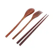 Spoon Fork Chopsticks Set Child Travel Reusable Cutlery Wooden