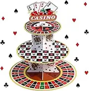 Casino Cupcake Stand 3 Tier for 24 Cupcakes Poker Dice Theme Cardboard Cake Dessert Holder Tower for Las Vegas Night Party Decoration Casino Decorations Adult Birthday Casino Themed Party Supplies