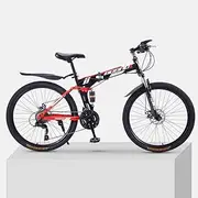 Mountain Bike Outdoor Folding Bike 26 inch Folding Bicycle Full Suspension Bicycle high Carbon Steel Frame, Double disc Brake PVC and Pedal Rubber Handle Fashionable Folding Bicycle Double disc Brake