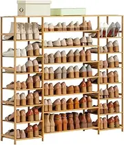 Multi Tier Tower Bamboo Wooden Shoe Rack Boot Shelf Stand Storage Organizer 6 Tiers 90cm Drak Brown