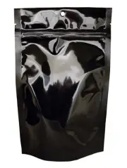 PackFreshUSA Black Stand Up Pouch Bags Seal-Top Hang Hole Tear Notch - 500 Pcs
