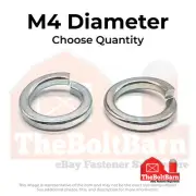 M4 Class 12 High Collar Split Lock Washer Zinc Clear (Pick Quantity)