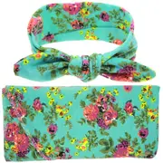 Baby Supplies Rabbit Ears Wrapped Blanket Baby Photo Props Wrapped Towel Set (Green)