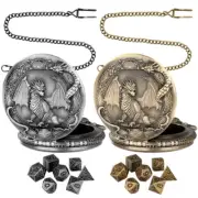 7pcs/Set Tiny Metal RPG Dice Dragon Engraved Case D&D Collector's Travel Kit