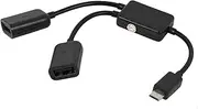 Micro-USB Host Cable,Micro-USB Male to 2X Type A Dual USB Female OTG Adapter Converter Hub for Android Tablet Pc and Smart Phone Black