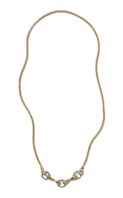 [Nak Armstrong] Baton And Snake 18K Yellow Gold Diamond Chain Necklace