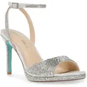 Betsey Johnson Womens Suni Sparkle Ankle Strap Open Toe Heels Shoes BHFO 8450