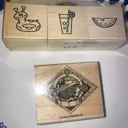 lot 4 new rubber stamps stampin’ up simply boat watermelon floatie compass