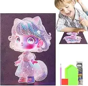 Gem Painting Kit | Rhinestone Art Craft Set,Gem Art Crafts, Anime Girl Gem Art Kit, Art Project Kits, Gem Dots Paintings Kit