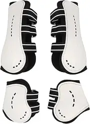 ElgnAura Horse Front Tendon Boots, Adjustable White Horse Training Boots Leg Protection with Stable Fastening for Front Legs