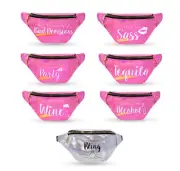 Bachelorette Party Bride Tribe Fanny Packs - 8 Shimmery Bags Funny