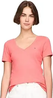 [Tommy Hilfiger] Women's W S/S Crew New Fave CORE T-Shirts, Hollywood Cerise, XS
