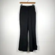 Topshop Womens Trouser Pants 4 Black Flare Leg High Waist Pleated Split Hem