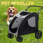 Pet Stroller 4 Wheel Dog Cat Pram Heavy Duty Carrier Travel Foldable Pushchair