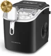 Portable Ice Maker 26Lbs/24H, Self-Cleaning with Scoop&Basket, 9 Cubes in 6 Mins