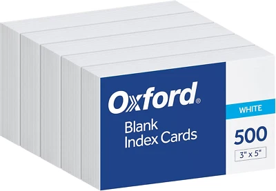 Index Cards, 3 X 5 Inches, White, Blank Notecards, Flashcards for School and Stu